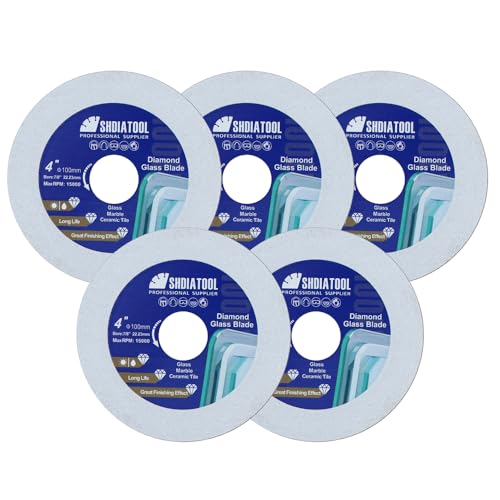SHDIATOOL Diamond Glass Cutting Disc 4-Inch Saw Blade, Ultra-Thin Cut Off Wheel for Tile Ceramic Porcelain Marble 100mm (5 of Pack) - size: 4inch/100mm