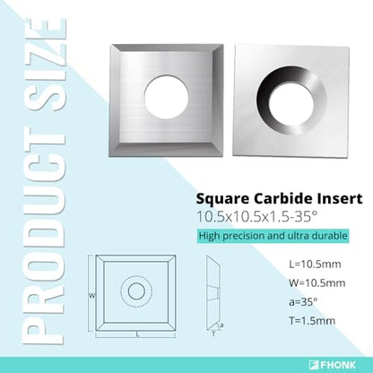 10.5mm Square Straight Carbide Cutters, for Woodturning Replacement Cutter Knives, Fits Spiral, Helical Planer Cutter, Wood Lathe Turning Tool, 10-Piece (10.5x10.5x1.5-35°) - size: 10.5x10.5x1.5-35°
