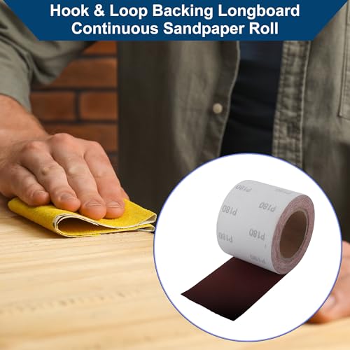 180 Grit Sandpaper Roll 4 Inch x 32.8 Feet Sandpaper Aluminum Oxide Emery Cloth Roll Sanding Paper for Wood Sanding Automotive Polishing Metal Sanding - size: 180 Grit