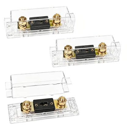 3 PCS 200A ANL Fuse Holder with Fuses, 0/2/4 Gauge AWG Fuses & Holder Block with Screws, Waterproof ANL Fuse Transparent Box Set Universal for Car Audio System - color: 200A