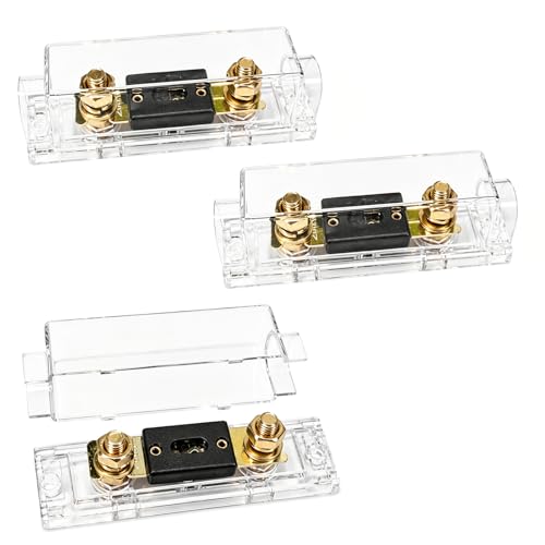 3 PCS 200A ANL Fuse Holder with Fuses, 0/2/4 Gauge AWG Fuses & Holder Block with Screws, Waterproof ANL Fuse Transparent Box Set Universal for Car Audio System - color: 200A