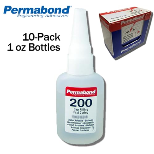 Permabond 200 Instant Adhesive-Fast-Set Thick General Purpose, Great for Plastic & Rubber 1 Ounce Bottle + Tips + Accelerator