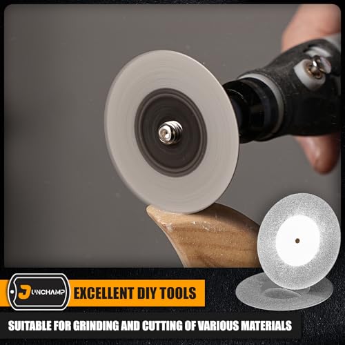 10Pcs 40mm Diamond Cutting Disc Cut Off Wheels with 2Pcs Mandrel 1/8'' Shank Stone Blade for Rotary Tool Drill Attachment Cutting Discs Polishing Glass Tiles Marble Plastic Jade (1.57in)