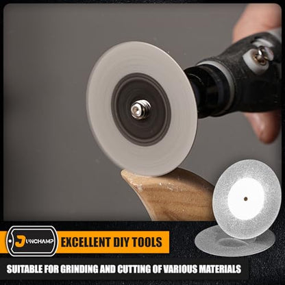 10Pcs 40mm Diamond Cutting Disc Cut Off Wheels with 2Pcs Mandrel 1/8'' Shank Stone Blade for Rotary Tool Drill Attachment Cutting Discs Polishing Glass Tiles Marble Plastic Jade (1.57in)