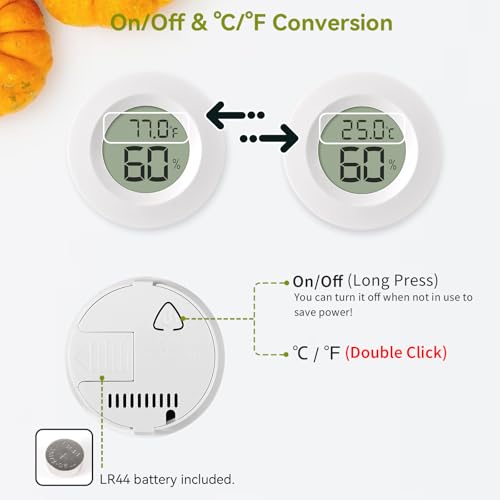 Atogou 3-Pack Mini Hygrometer & Thermometer, Indoor Digital Humidity Meter - color: White 3-pack