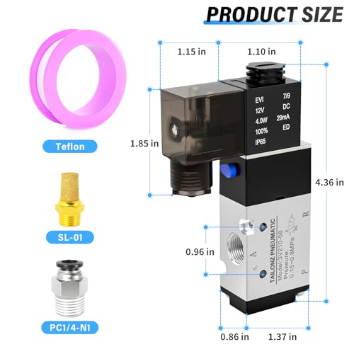 TAILONZ 1/4"NPT DC24V Solenoid Valve 2Position 3Way Junction Box 3V210-08 - color: DC24V, size: 2 Position 3 Way-1/4"NPT