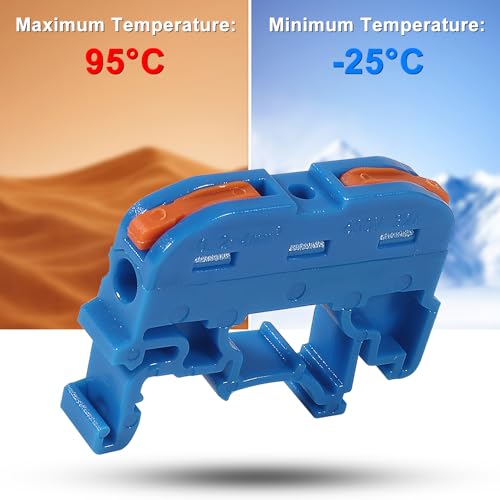 20pcs DIN Rail Terminal Blocks, Compact Wire Conductor Wiring Connectors for 24-12 AWG (Blue) - color: Blue
