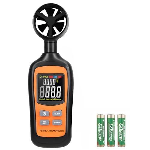 Digital Wind Speed Meter Anemometer,Handheld Air Flow Velocity Meter for Measuring Wind Speed/Temperature with 4 Digit Color Screen,for Shooting, HVAC, Drone Flying,Windsurfing, Sailing, Surfing - color: Black & 4 Digit Color Screen
