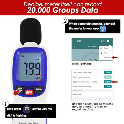 Decibel Meter Wireless Sound Decibel Meter with App Data Logging Bluetooth Portable Sound Level Meter 30~130dBA High Accuracy SPL Meter for Classroom, Office, Home and etc. - color: Bluetooth Sound Level Meter