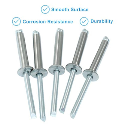 60Pcs Stainless Steel Blind Rivets, 3/16" x 1"