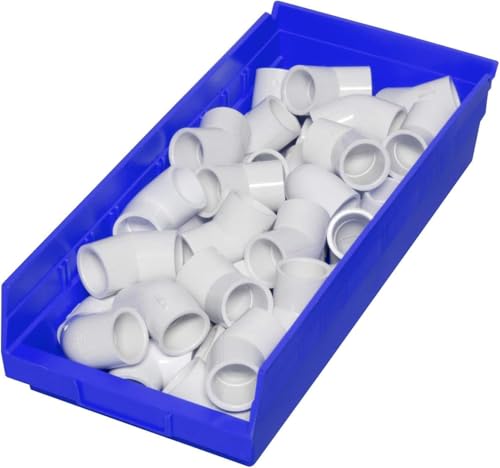 Akro-Mils 30128 Heavy Duty Plastic Shelf Bins, 18"x 4"x 4", Blue, 12-Pack - color: Blue