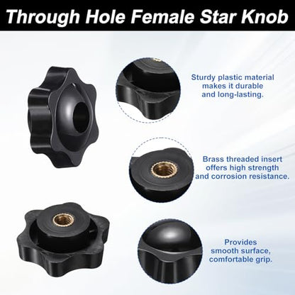 HARFINGTON Star Knobs M6 x 10mm Male + M6 Female Thread 38mm Head 2 Set - size: M6 x 10mm + M6 x 38mm