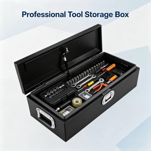 20" Truck Bed Steel Tool Box Lockable Storage - color: BLACK, size: 20x12x9.6 Inch