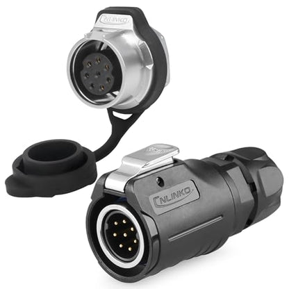 CNLINKO LP-16 8 Pin Circular Aviation Connector Kit Male Plug and Female Socket M16 IP68 Waterproof, PBT Plastic Shell Quick Plug (8 Pin Single Set) - size: 8-Pin, style: Single-Hole Socket Set