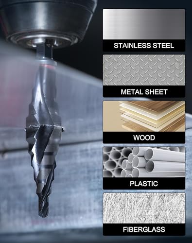 EZARC M35 Cobalt Step Drill Bit for Metal, 1/4"-1-3/8", 3/8" Shank - size: 1/4"-1-3/8" (3/8" Shank)