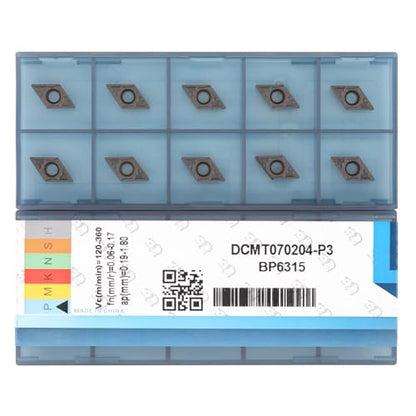 CNC Carbide Inserts DCMT070204/ DCMT21.51 for Metal Cutting Steel, DCMT Metal Lathe Tool for Steel, 10 Pcs - size: DCMT21.51