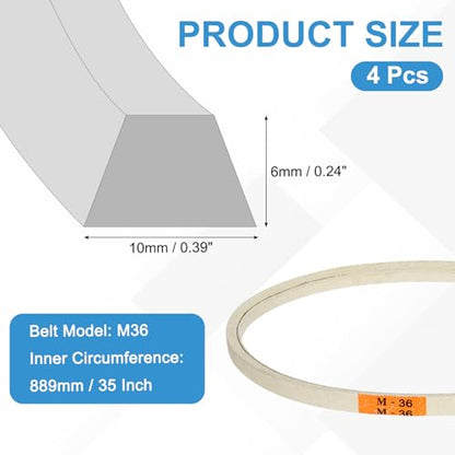 uxcell 4Pcs M36 Industrial Sewing Machine Belt 36.5" Outer Girth Rubber - size: M36