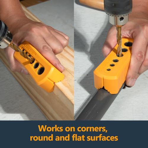 POWERTEC Drill Guide - Multi-Functional Drill Jig Block w/ 6 Common Drill Bit Sizes - for Straight Drilling Holes, Woodworking Tool, 1 PK (71971) - style: Multi-Functional Drill Guide Jig Block (6 Sizes)