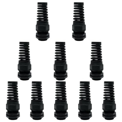 LeMotech 10Pcs NPT 3/4" IP68 Waterproof Cable Gland Flex Spiral Strain Relief Black Nylon Joint with Gaskets for 12.5-18mm Wire Thread - color: Black, size: NPT 3/4" (10-Pack)