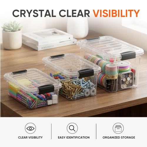 Superio 1.27 Quart Clear Plastic Storage Containers with Lids, Stackable Organizer Bins, BPA-Free Storage Boxes for Home, Office, Dorm & Classroom, 1 Pack - size: 1.27 Quarts