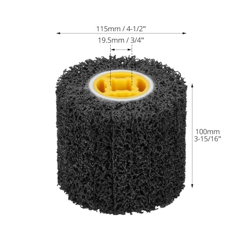 QWORK 4.5 x 4 Inch, 40 Grit Abrasive Wheel & 3/4 Inch Wire Polishing Drum, Versatile Paint