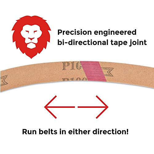 Red Label Abrasives 6 X 89 Inch 120 Grit Aluminum Oxide Multipurpose Sanding Belts for Woodworking, Leather, Rubber, Plastic & Light Metal Working, Belt Sander Paper 2 Pack - size: 120 Grit