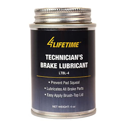 4LIFETIMELINES Technician's Grade Brake Lubricant - Rust and Corrosion Protection - Silences Squeaks - Mess-Free Application with Brush Top Can - 4 oz - size: Standard Formula