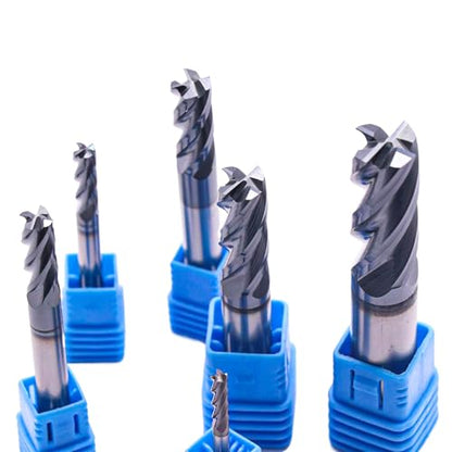 6Pcs 1/8" - 1/2" 4 Flute Solid Carbide Square End Mill Set - AlTiN Coated - style: Square Nose