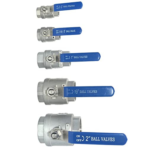 VARMHUS NPT Female 316 Stainless Steel Full Port Ball Valve Vinyl Handle WOG1000 (3/4")