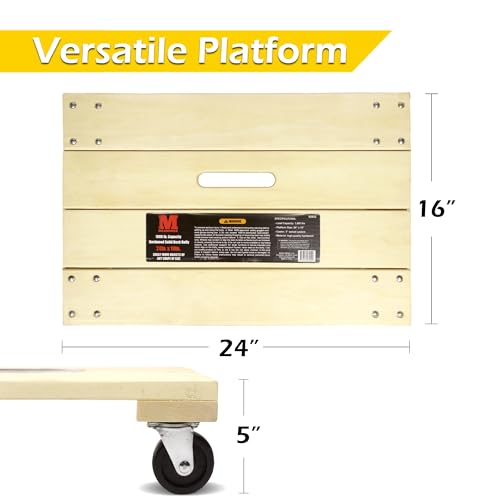 MaxWorks 50952 1000 lbs. Capacity 24 in. x 16 in. Hardwood Furniture Moving Dolly - style: Wood