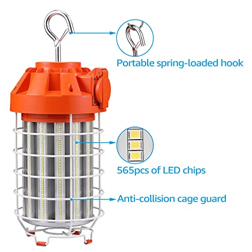 LEONLITE 130W LED Temporary Work Light, UL Listed, 17600LM, 5000K Daylight, Linkable Construction Work Light LED, Waterproof, Plug-n-Play Portable Jobsite Lighting