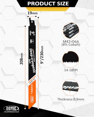 BGTEC 9" Reciprocating Saw Blades for Metal 5 PCS - size: 5PCS