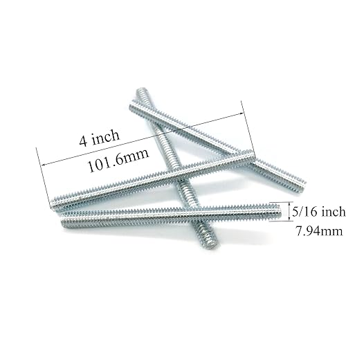 8pcs Silver Zinc Fully All Threaded Rod Carbon Steel Long Thread Screw 5/16x4 for Furniture Garden Railing Mounting Assembly Fastening Steel Frame Connection Full Thread Rod for Furniture - size: Silver-Zinc 5/16x4 Inch-8P