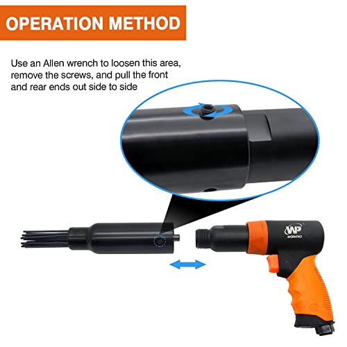 Pistol Grip Needle Scaler WP WORKPAD 19 needles air needle scaler 5000bpm,exhaust front suitable for rust removal