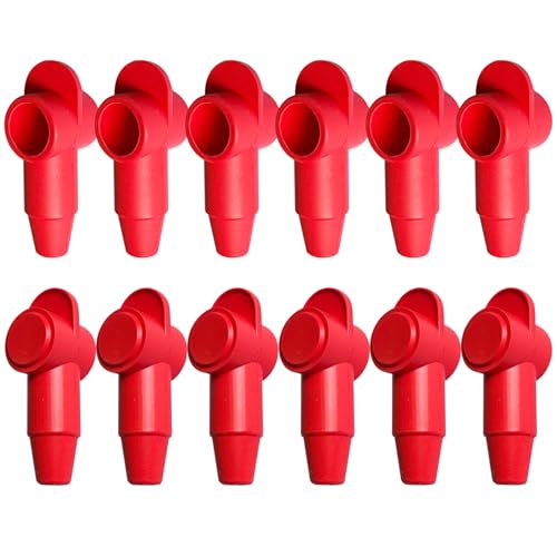 Ampper Silicone 1/4", 5/16" Stud Terminal Cover Fit 6-1 Gauge, Red 12 Pc - color: Red, size: 1/4" & 5/16" Stud M