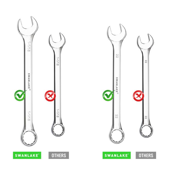 SWANLAKE 15-Piece Metric Combination Wrench Set, 12-Point Max Torque Open End Wrench Set, Cr-V Steel Wrenches 8, 9, 10, 11, 12, 13, 14, 15, 16, 17, 18, 19, 20, 21, 22mm with Storage Rack - style: 15pcs Metric Combination