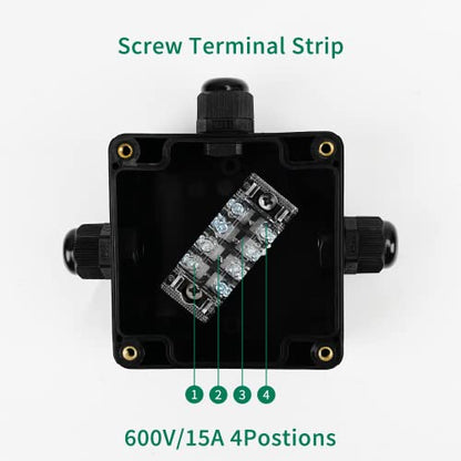 JINDOUZI ABS IP67 Waterproof Dustproof Electrical Junction Box, with 15A 600V Barrier Terminal Cable Connector, 3P Power Junction Box（3.26 * 3.18 * 2.2in） - size: 3P 3.26" x 3.18" x 2.2"