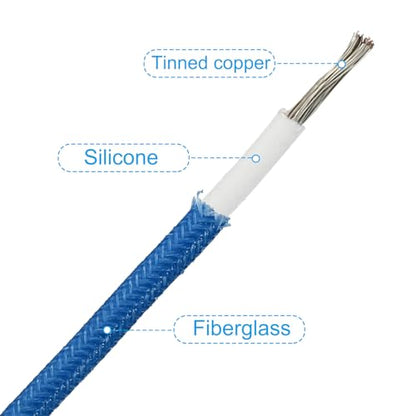 PATIKIL 9.8Ft 18AWG Electronic Wire, -30 to 200 Degrees Celsius Insulated High Temperature Resistant Electrical Flexible Silicone Cable for Lamp Boiler Heater, Blue - color: Blue, size: 18AWG