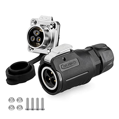 CNLINKO Quick Electrical AC DC Power Connector 10A 500V, Pin Socket Plug Connector Waterproof M16 3PIN, Professional Audio Panel Mount Connectors for Led Light (3 PIN) - size: 3-Pin, style: Four-Hole Socket Set