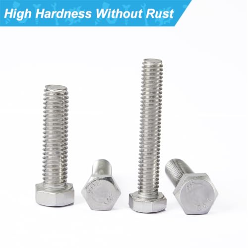 1/2-13 x 4 Hex Head Bolts, Stainless Steel 304, Hexagon Head Screws, UNC Coarse Thread, Bright Finish, Fully Threaded, Quantity 4 - size: 1/2-13 x 4(4 PCS)