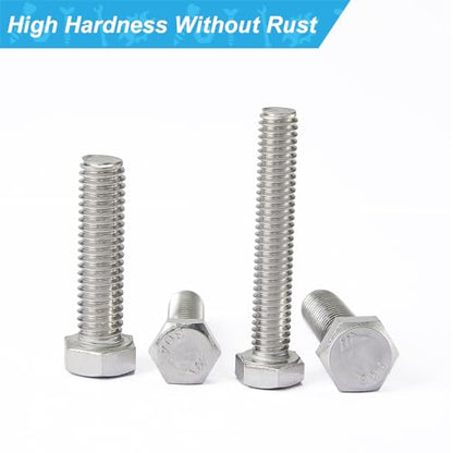 1/2-13 x 4-1/2" Hex Head Bolts, Stainless Steel 304, Hexagon Head Screws, UNC Coarse Thread, Bright Finish, Fully Threaded, Quantity 2 - size: 1/2-13 x 4-1/2"(2 PCS)