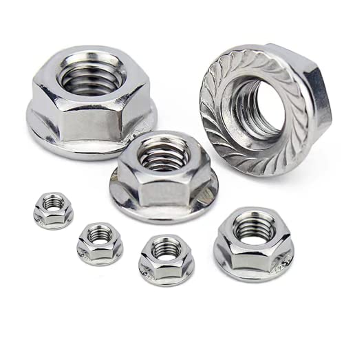 M6x1.0 Flange Nut,120 Pack,304 Stainless Steel Hex Serrated Flange Lock Nut - size: M6x1mm, 120 pcs