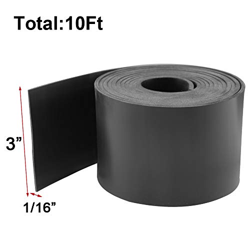 DGSL Neoprene Rubber Strip, 3" W x 1/6" T x 10' L Solid Rubber Roll - color: No Adhesive, size: 3" Wide x 1/16" Thick x 10' Long