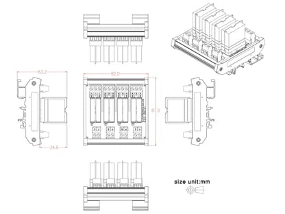 Electronics-Salon DIN Rail Mount AC/DC 24V Control 4 SPDT 16Amp Pluggable Power Relay Module, G2R-1-E - style: 4 Channel 24V
