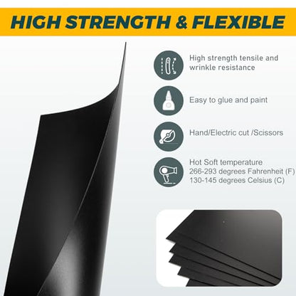 4 Pack Black Plastic Sheets 12x12x0.04 in Flexible High Tensile Plastic Sheets,Plastic Sheet Hard Plastic Sheet Black Plastic Panel for DIY Materials Handicrafts Home Decoration - size: 12x12x0.04 in