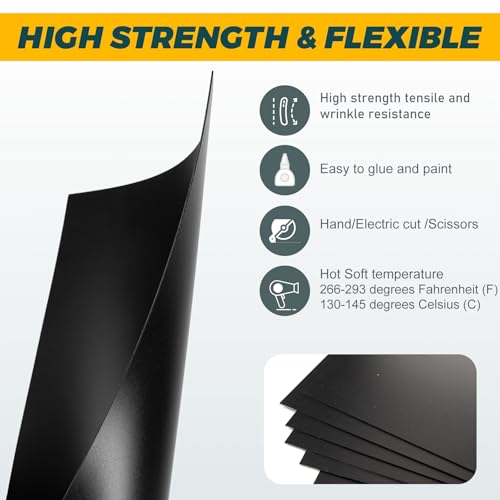 4 Pack Black Plastic Sheets 8x12x0.04 in Flexible High Tensile Plastic Sheets,Plastic Sheet Hard Plastic Sheet Black Plastic Panel for DIY Materials Handicrafts Home Decoration - size: 8x12x0.04 in