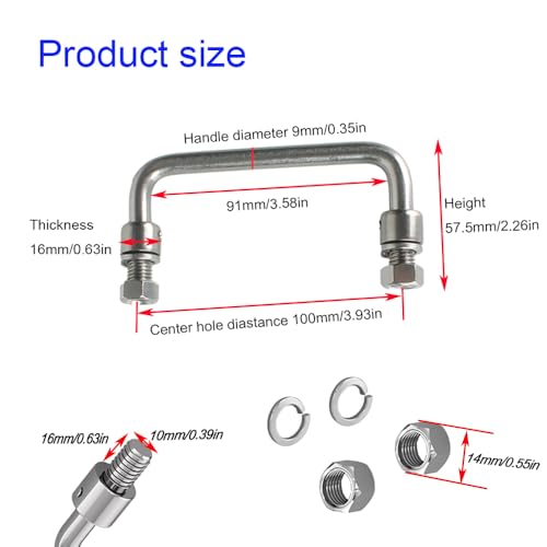 304 Stainless Steel Folding Handle, 90 Degree, 3.93in Hole Center - size: Hole Center 3.93in