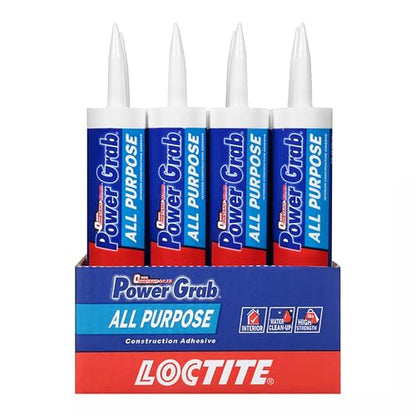Loctite Power Grab Express All Purpose Construction Adhesive, 9 fl oz Cartridge, 12 Pack - Versatile Construction Glue for Cement, Tile, Wall & More - size: 12 Pack, style: 9 fl oz