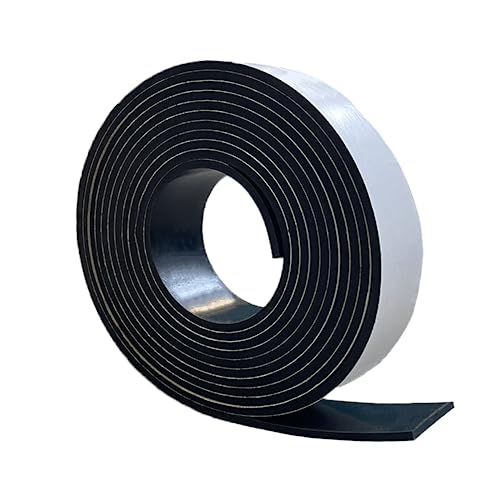 Solid Rubber Strips with Adhesive 1/8 (.125)" Thick X 1" Wide X 10'Long - size: 1"X10'X1/8, style: With Adhesive