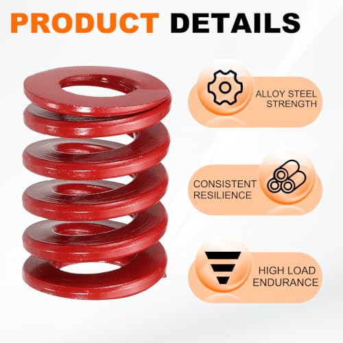 HARFINGTON 2pcs Die Spring 3/4" OD x 1" Free Length SMH4004, Red - size: 3/4" OD x 1" Free Length